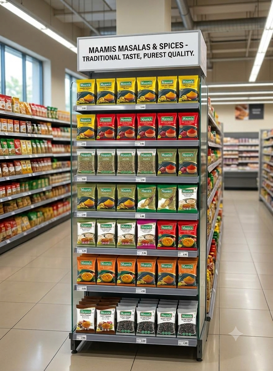 Maamis shelf-ready masala business packaging